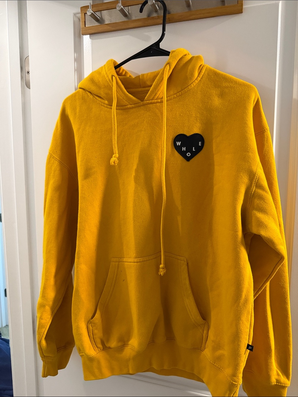 PASSION Mustard Whole Heart Graphic Hooded Pullover Sweatshirt